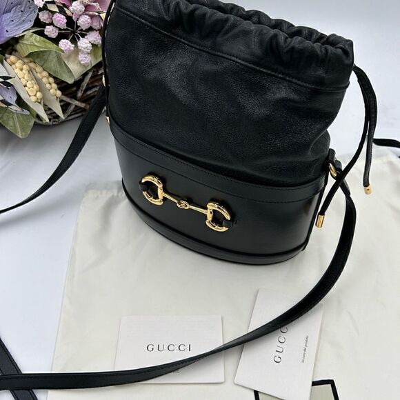 Women’s Gucci horse bit 1955 bucket/Crossbody leather bag made in Italy - Picture 8 of 11